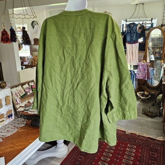 Hot Cotton Woman by Marc Ware Green Linen Tunic Top size 3x - Picture 3 of 4